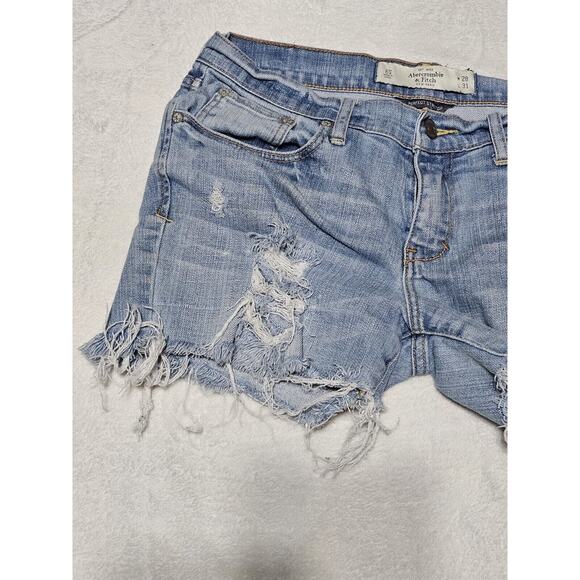 Abercrombie & Fitch NY Shorts Women Shorts 6S Light Wash Denim Cutoff Jean Short - Picture 3 of 13